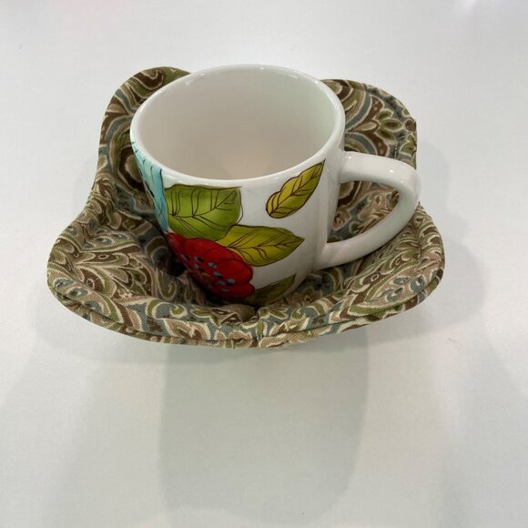 Handmade Paisley Fabric Microwave Bowl Cozy & Mug Holder For Hot Beverages - Picture 3 of 9